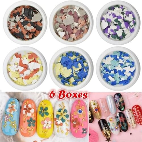 3D Nail Art Decoration Nail Sticker Mineral Color Mica Flake DIY Charm Nail Styling Tool for Manicure Glitter Flower Rhinestones