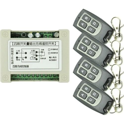 AC 220V 4 Channel 4CH 10A Relay Mini Wireless Matte Remote Control Switch 315 / 433MHz Lighting
