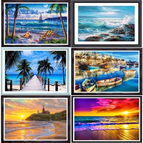 Diamond Embroidery Sale Scenery Diamond Painting Full Round Landscape Rhinestones Pictures Diamond Cross Stitch Mosaic Seaside