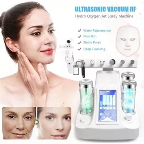 9 IN 1 BIO Lamp Deep Facial Cleaning RF Hydrogen Water Jet Peeling Machine Pores Blackhead Vacuuming Facial Massage Skin Care