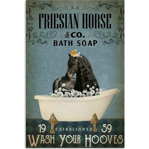 Bath Soap Company Friesian Horse Poster Art Print Tin Signs Retro Wall Decor Vintage Bar Signs Tin Sign 8x12 Inch