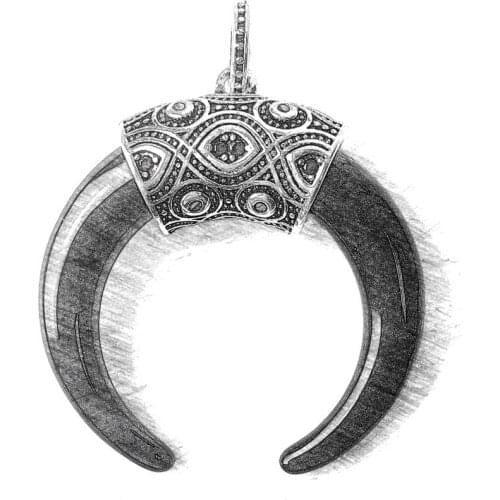 Black Maori Tigers Tooth Pendants Fit Necklace, Thomas Style Onyx Talisman Pendant 925 Sterling Silver Ts Jewelry for Women Men