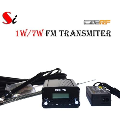 CZERF 7W Broadcast radio station CZE-7C stereo PLL FM transmitter + GP1 antenna + Power supply Kit