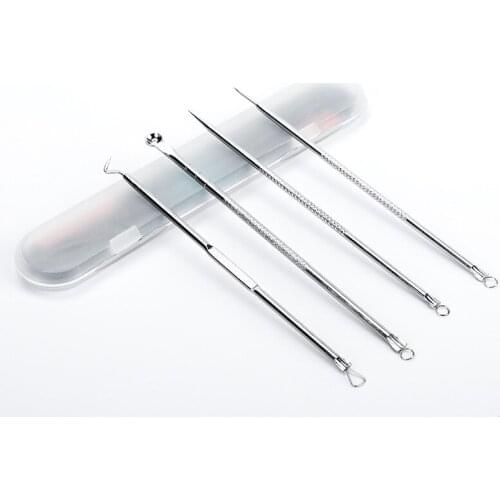 4pcs/set For Face Skin Care Tool Needles Facial Pore Cleaner Blackhead Comedone Acne Needle Remover Clip Pimple Spoon