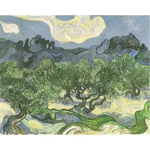 Oil Painting on Canvas Handmade Olive Trees with the Alpilles in the Background by Vincent Van Gogh Oil Reproductions Wall Art