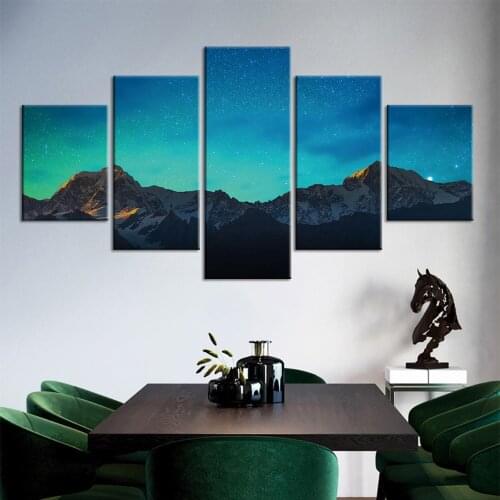 Painting Wall Art Mountain Starry Sky Canvas Prints Modern Natural Landscape Wall Pictures for Living Room Home Decor
