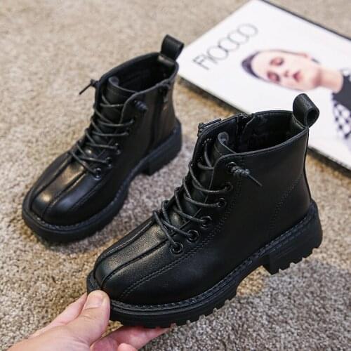 Classic Black Girls Martin Boots 2021 New Winter Autumn Platform Boots Boy British Style Short Boots Baby Cotton Children Shoes