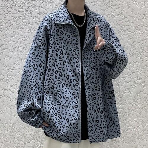 21 mens autumn new leopard print three-color casual jacket