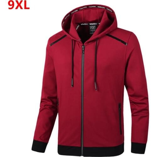 Spring New Hooded Jacket Plus Size Mens Extra Large Size Fashion Knit Jacket Cardigan 9XL 8XL 7XL 6XL 5XL 4XL