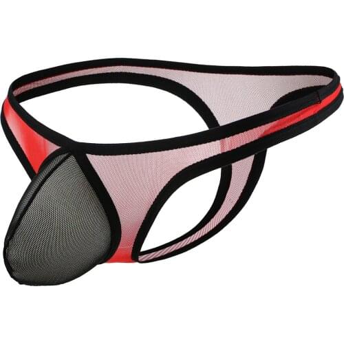 Mesh Thong Men Penis Pouch G String Underwear Sexy Erotic Lingerie Panties T-back Mens hombre See Through Underpants
