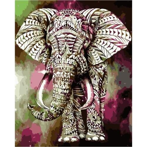 Painting By Numbers DIY Dropshipping 40x50 50x65cm Aurora beautiful elephant Animal Canvas Wedding Decoration Art picture Gift