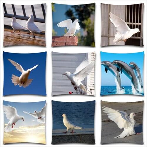 Sofa Car Cotton Polyester Cushion Cover Creative Decoration 5 size Dove and Dolphin Throw Pillows Case