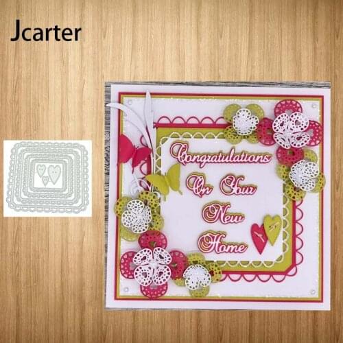 Multiple Square Lace Heart Metal Cutting Dies Shape Scrapbooking Craft Die Cut Stencil Card Make Mould Sheet Decoration Design