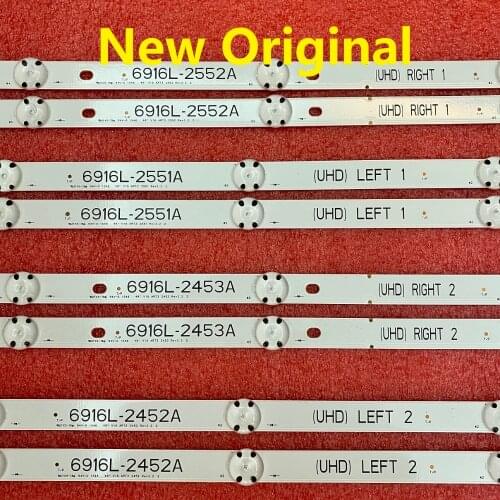 New 10set=80pcs LED backlight strip for LG 49UH6500 49UH650V 49UH661V 49UH668V LC490DGG FJ M6 M5 6916L-2452A 2453A 2551A 2552A