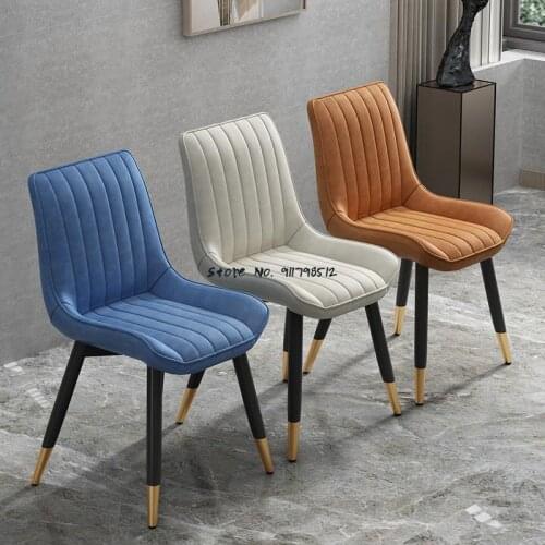 Nordic style dining chair home stool backrest simple casual makeup desk chair restaurant light luxury wrought iron dining table