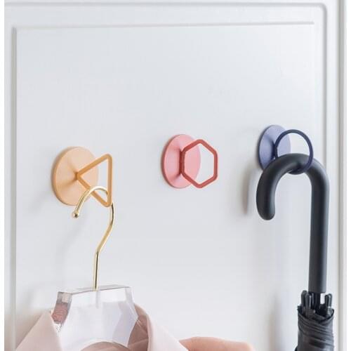 Simple Nordic Art Wall Hooks Bedroom Iron Self Adhesive Coat Hanger Scarf Rack Bedroom Wall Door Wardrobe Hook