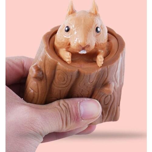 Squeeze Toy Telescopic Squirrel Arise Design Silicone Stress Relief Decompression Toy for Prank Kids Gift Fidget Toy