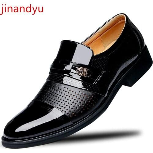 Size 48 Loafers Men Formal Dress Shoes Patent Leather Shoes Men Classic Cheap Black Brown Leather Suit Shoe for Man Best Sale