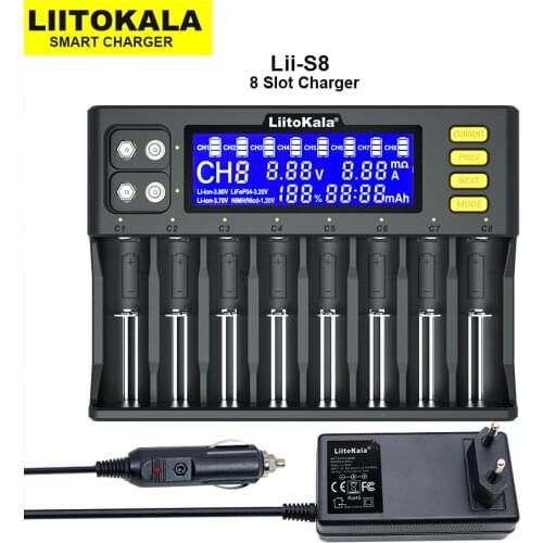 LiitoKala Lii-S8 Lii-PD4 Li-Ion 3,7 V NiMH 1,2 V Li-FePO4 3,2 V IMR 3,8 V for 18650 26650 21700 26700 18350 AA AAA Batterie