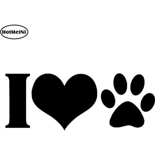 HotMeiNi I LOVE Animal Dog Paw Print Vinyl Graphic Decal Car Sticker Decoration For Car Window Bumper Black/Sliver 13*4.8cm