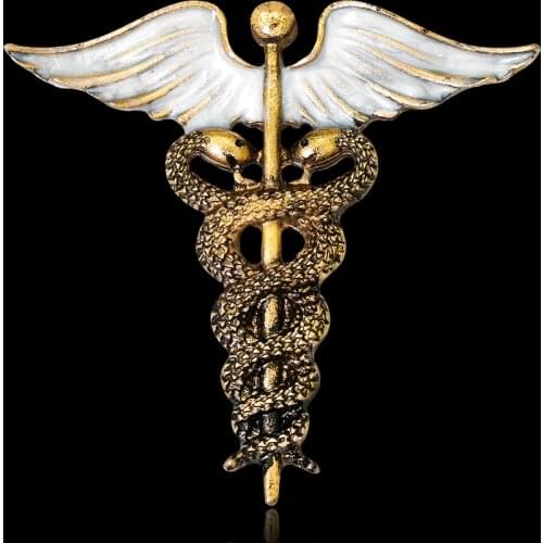 WYSIWYG Crystal Caduceus Pins Badge Brooches Lapel Pin Medicine Symbol Jewelry Gifts For Nurse Doctor Medical Students