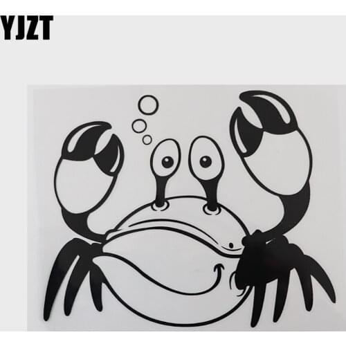 YJZT 19.2CM×15.7CM Personality Motorcycle Racing Vinyl Marine Animal Car Stickers Black/Silver Crab Decal 13D-0836