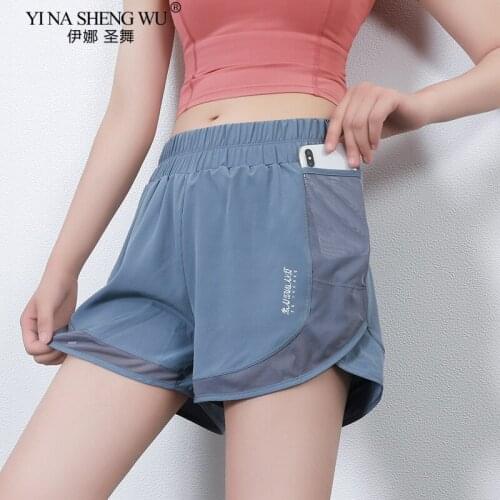 Women 2 In 1 Running Shorts Elastic Waist Pocket Tight Yoga Short Charm Woman Sports Short Gym Push-up Fitness Shorts Sportswear
