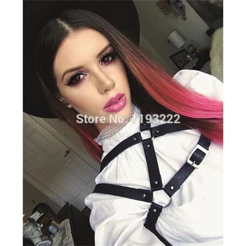 Sexy 100% Handcrafted Leather Women Harness Punk Gothic Halter Choker Shoulder Caged Body Sculpting Belt Straps