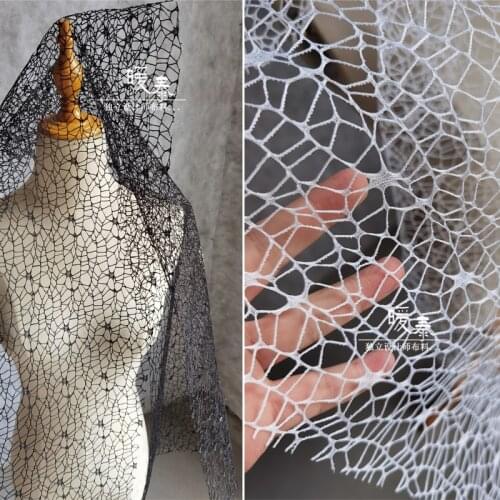 Stiff Hollow-Out Mesh Fabric Black White Irregular Firm DIY Decor Modelling Design Patchwork Veil Skirt Dress Designer Fabric
