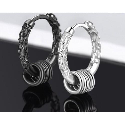 1PCS Trend Hoop Clip Earring Punk Gothic Mens Jewelry Geometry Golden Cudgel Design Womens Unique Unusual Earring Birthday Gif