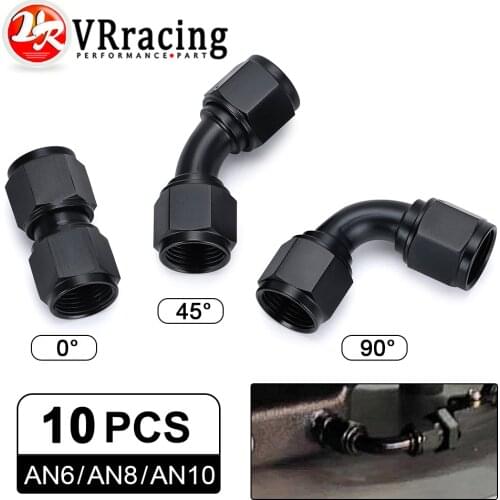 10 PCS Universal 0 45 90 Degree AN6 AN8 AN10 Female to AN6 AN8 AN10 Female Hydraulic hose Elbow Oil Cooler Fitting Hose Fitting