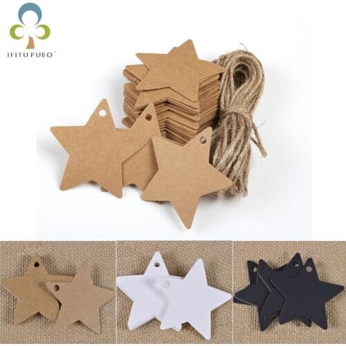 100pcs/lot Kraft paper five - pointed star tag baking listing blank tag product logo card creative Christmas tree decoration LYQ