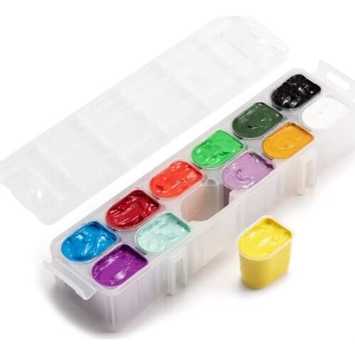 12 Colors Gouache Paint Set 30ml Cute Jelly Cup Design with Portable Box Suitable for Hobbyist Artists Paint Kids Students