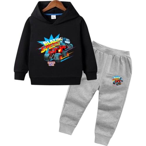 Blaze Car Clothes Kids Chothing Children Boy Girl Hoodies Monster Machine Boys Blazing Speed Cartoon Sweatshirts+Pants 2pcs Sets