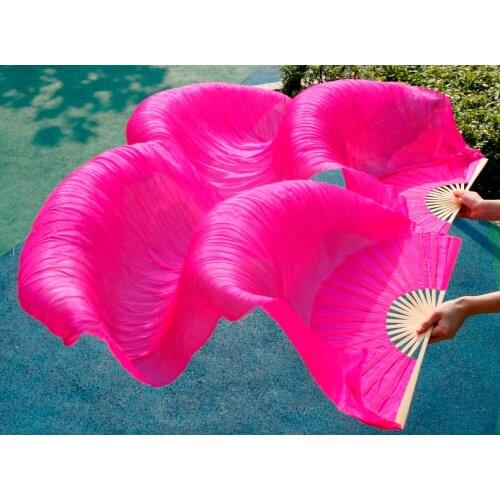 2016 female high quality Chinese silk veils dance fans Pair of belly dancing fans cheap hot saleRose