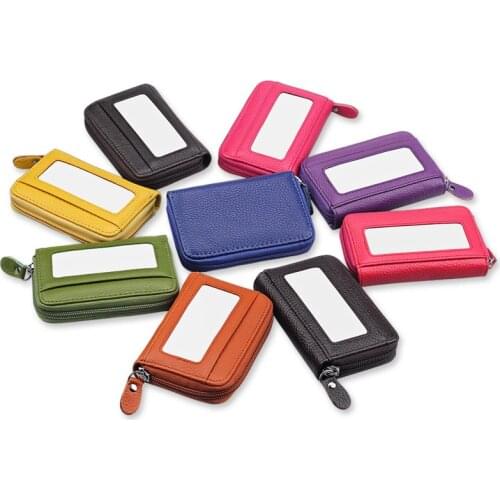 2020 new top layer cowhide anti-demagnetization rfid wallet credit card holder organ card bag multi-card leather card holder