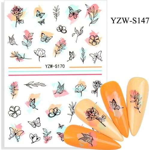 3D Nail Sticker Tree Branch Leaf Slider Nails Art Decoration Wraps Decals Design Adhesive Manicure Tips Stickers Pegatina