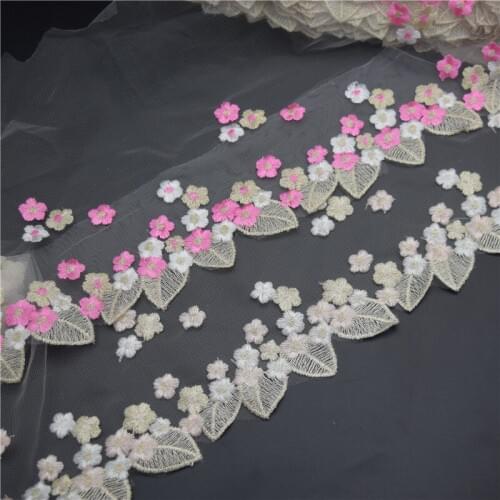 5Yard Coloful Embroidery Tulle Lace Trim Lace Fabric Wedding Dress DIY Sewing wide:20cm