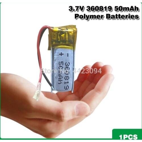 50mAh 3.7V 360819 Lithium Polymer Li-Po li ion Rechargeable Battery For Mp3 MP4 MP5 GPS mobile bluetooth speaker earphone
