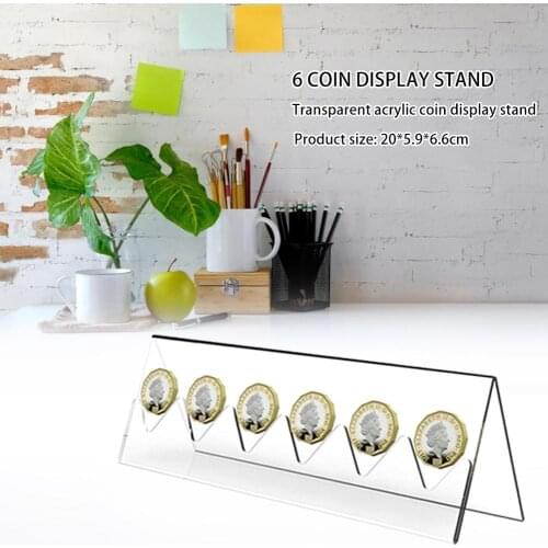 6 Coin Holder Storage Shelf Clear Acrylic Coin Display Stand Case Commemorative Coin Collector Box Desk Decor Gifts For Unisex