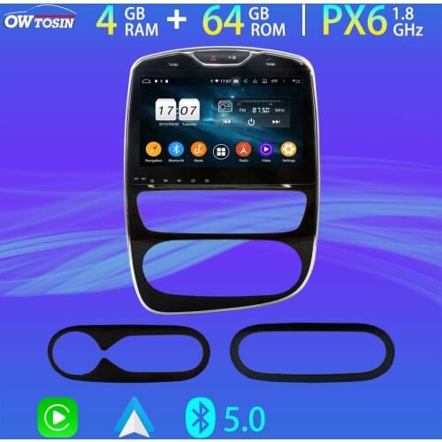 Android 10 10.1'' PX6 4G+64G Car Multimedia Player For Renault Clio 4 2012-2018 GPS Bluetooth 5.0 Tethering 4G LTE Radio Carplay