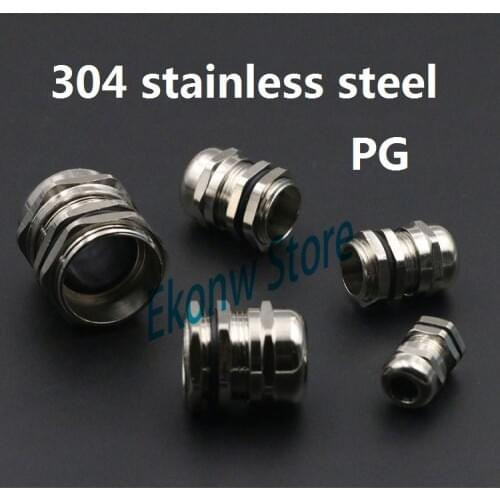 Free Shipping PG7-PG36 304 stainless steel Waterproof Cable Glands Joints IP68 cable connector for 3-55mm cable