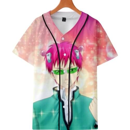 The Disastrous Life of Saiki K Saiki Kusuo Baseball T Shirt Men Women Short Sleeve Baseball Jersey Tee Shirt Summer Hip Hop Tops