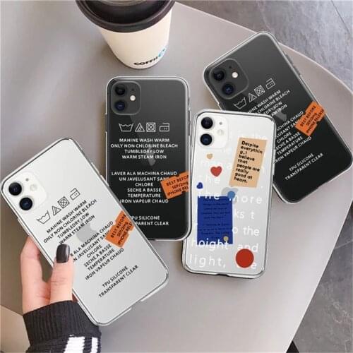 Original Letter Pattern Phone Case For iPhone 11 12 Pro Max 12 Mini 7 8 Plus XR X XS Max Funny Transparent Shockproof Back Cover