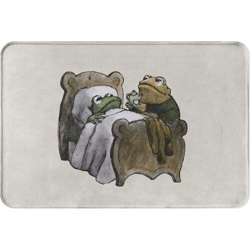 Cottagecore Rural Aesthetic Bathroom Mat Frog And Toad Bed Doormat Living Room Carpet Entrance Door Rug Home Decor