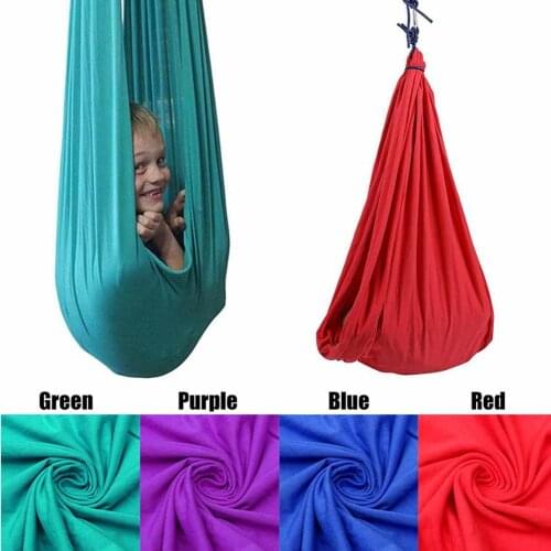 Kids Cotton Swing Hammock for Autism ADHD ADD Therapy Cuddle Up to 88lbs Sensory Child Therapy Elastic Parcel Steady Seat Swing