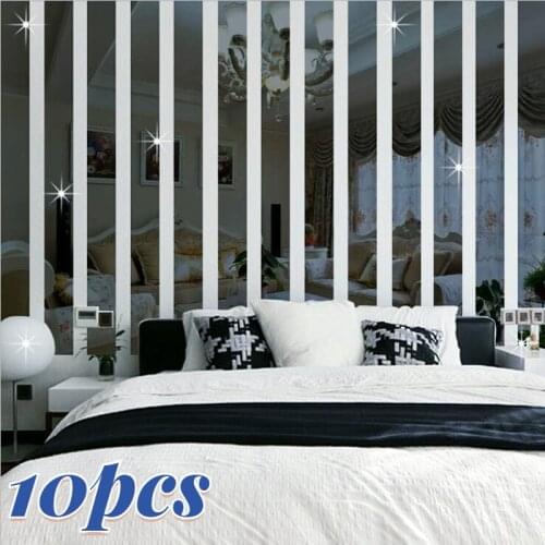 Long Rectangle Acrylic Mirror Wall Stickers Home Decor Living Room Self Adhesive Removable Decals TV Back DIY Art Wall Decors