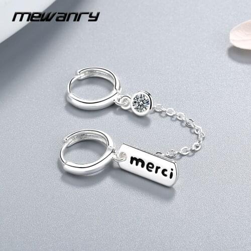 Mewanry Prevent Allergy 925 Sterling Silver Double Hoop Earrings New Fashion Elegant Zircon Bride Jewelry Party Gifts for Women