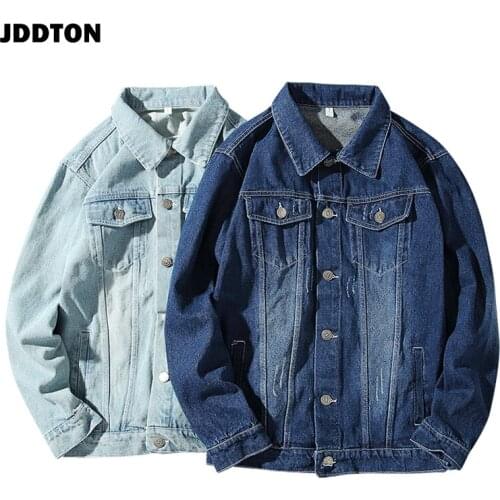 JDDTON Autumn Mens Bomber Jeans Multi Pocket Jackets Cotton Casual Fashion Vintage Denim Slim Fit Overcoats Male Outwear JE104