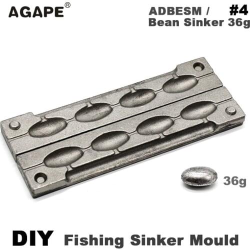 Agape DIY Fishing Bean Sinker Mould ADBESM/#4 Bean Sinker 36g 4 Cavities